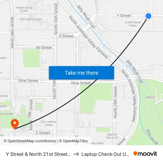 Y Street & North 21st Street, SW to Laptop Check-Out Union map