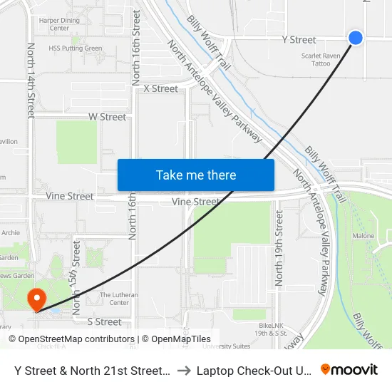 Y Street & North 21st Street, NW to Laptop Check-Out Union map