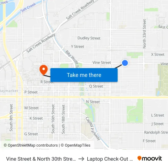 Vine Street & North 30th Street, NW to Laptop Check-Out Union map