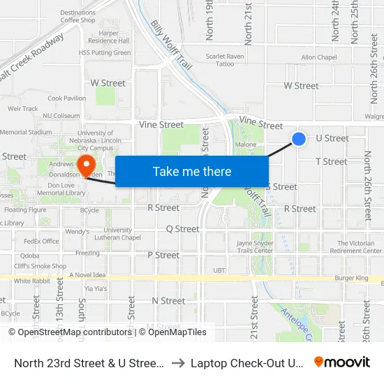 North 23rd Street & U Street, Se to Laptop Check-Out Union map