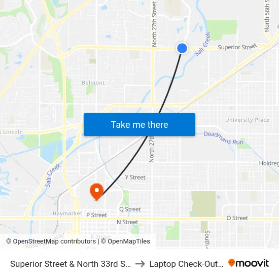Superior Street & North 33rd Street, NW to Laptop Check-Out Union map