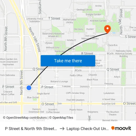 P Street & North 9th Street, Se to Laptop Check-Out Union map