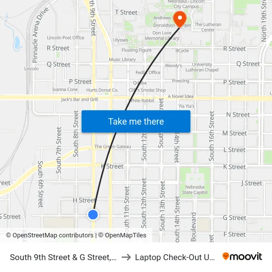 South 9th Street & G Street, NW to Laptop Check-Out Union map