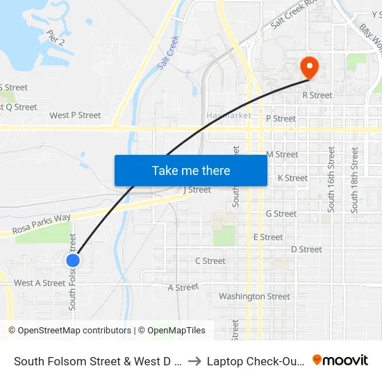 South Folsom Street & West D Street, SW to Laptop Check-Out Union map
