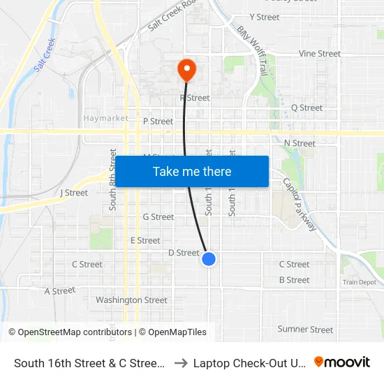 South 16th Street & C Street, NW to Laptop Check-Out Union map