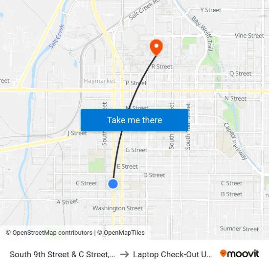 South 9th Street & C Street, SW to Laptop Check-Out Union map
