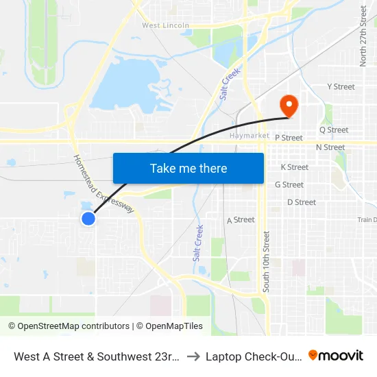 West A Street & Southwest 23rd Street, Se to Laptop Check-Out Union map
