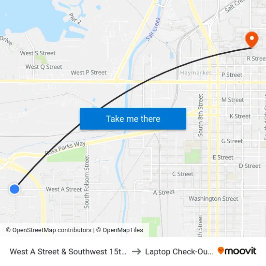 West A Street & Southwest 15th Court, NE to Laptop Check-Out Union map