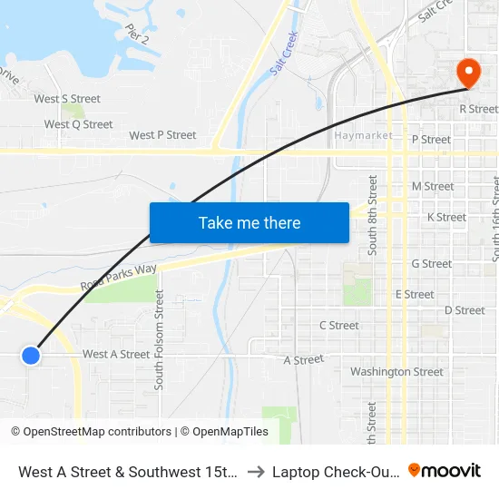 West A Street & Southwest 15th Street, Se to Laptop Check-Out Union map
