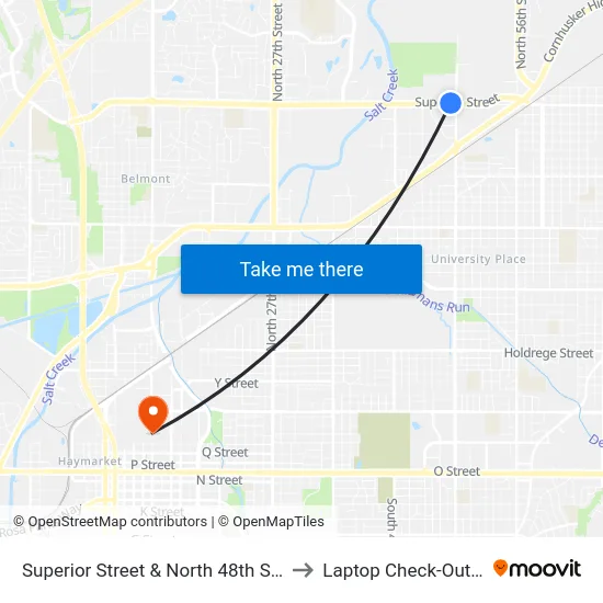Superior Street & North 48th Street, NW to Laptop Check-Out Union map