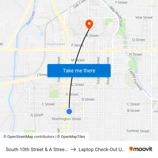 South 10th Street & A Street, Se to Laptop Check-Out Union map
