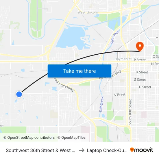 Southwest 36th Street & West A Street, Se to Laptop Check-Out Union map
