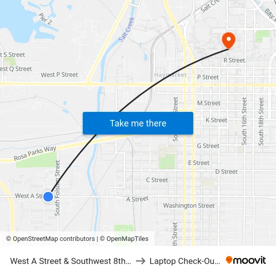 West A Street & Southwest 8th Street, NE to Laptop Check-Out Union map