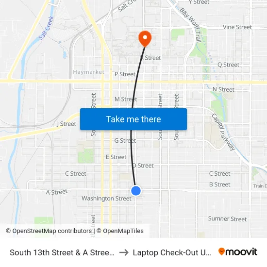 South 13th Street & A Street, Se to Laptop Check-Out Union map