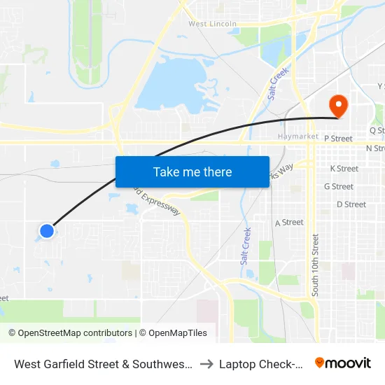 West Garfield Street & Southwest 36th Street, NE to Laptop Check-Out Union map