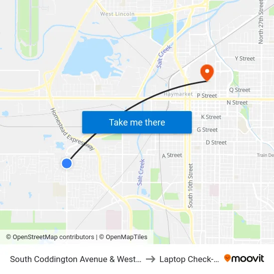 South Coddington Avenue & West Garfield Street, SW to Laptop Check-Out Union map