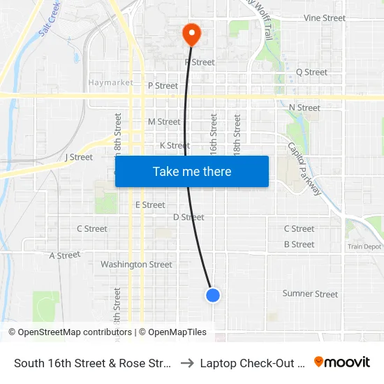 South 16th Street & Rose Street, NW to Laptop Check-Out Union map