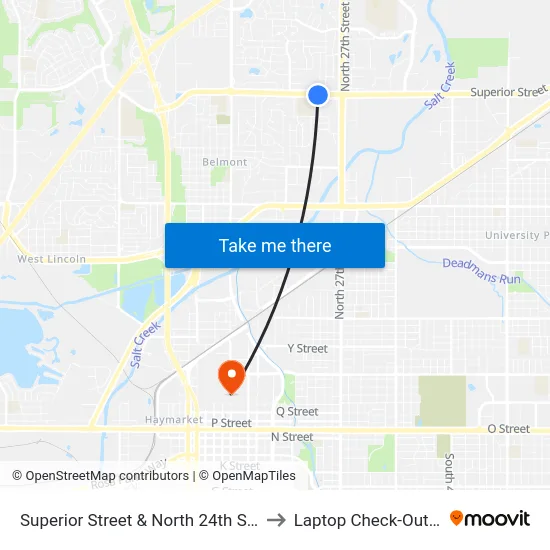Superior Street & North 24th Street, SW to Laptop Check-Out Union map