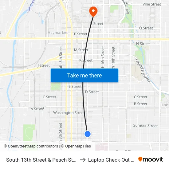 South 13th Street & Peach Street, Se to Laptop Check-Out Union map