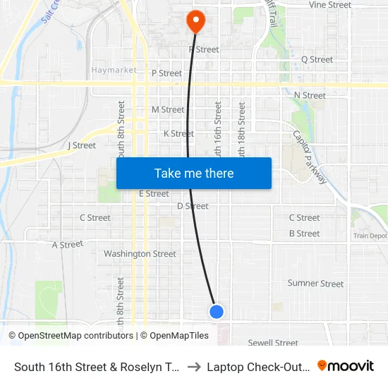 South 16th Street & Roselyn Terrace, W to Laptop Check-Out Union map