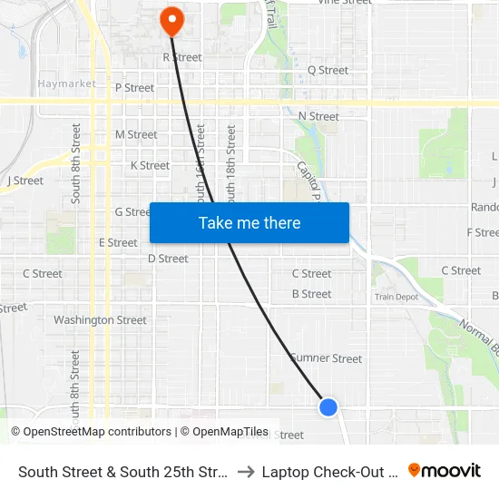 South Street & South 25th Street, NW to Laptop Check-Out Union map