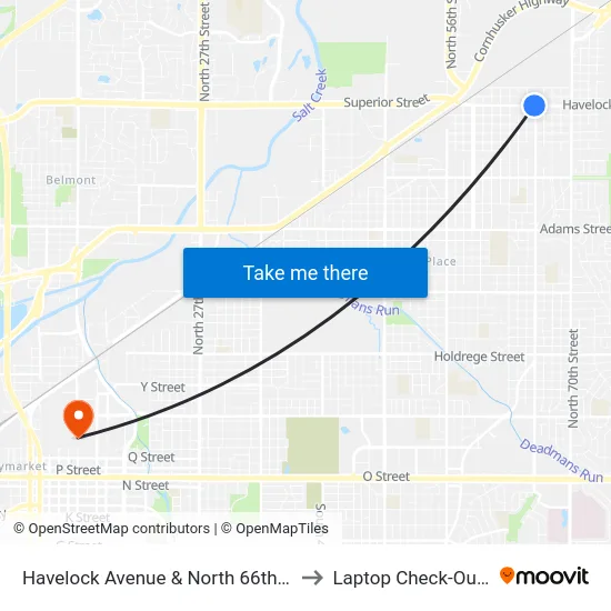 Havelock Avenue & North 66th Street, NW to Laptop Check-Out Union map
