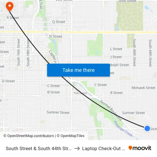 South Street & South 44th Street, SW to Laptop Check-Out Union map