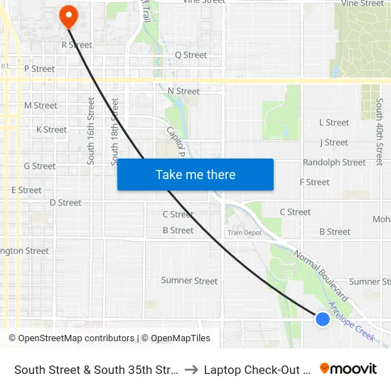 South Street & South 35th Street, NE to Laptop Check-Out Union map