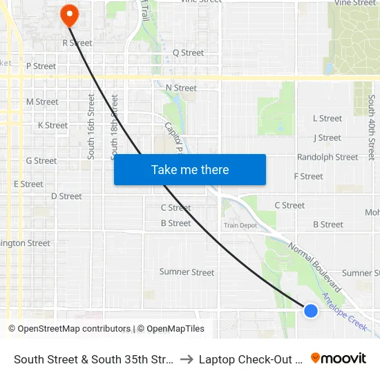 South Street & South 35th Street, SW to Laptop Check-Out Union map