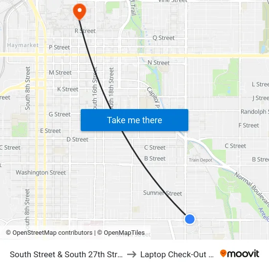 South Street & South 27th Street, NE to Laptop Check-Out Union map