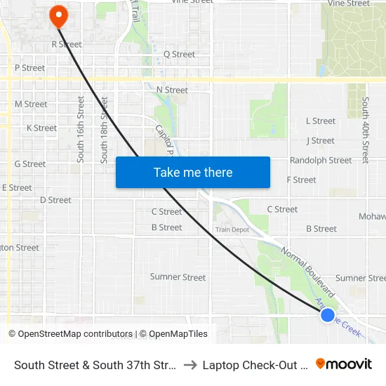 South Street & South 37th Street, NW to Laptop Check-Out Union map
