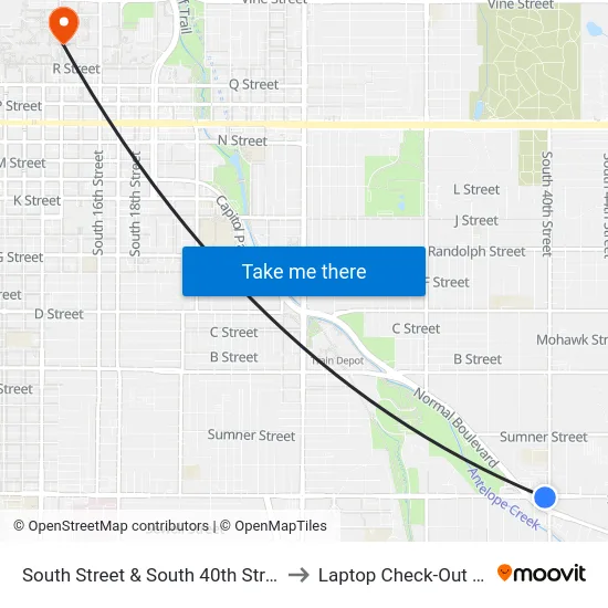 South Street & South 40th Street, SW to Laptop Check-Out Union map