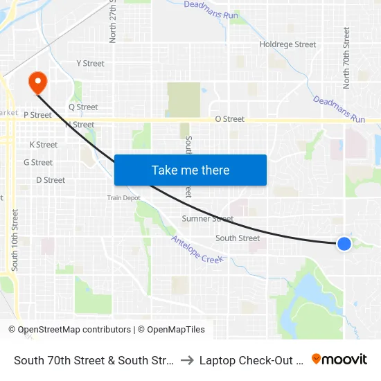 South 70th Street & South Street, SW to Laptop Check-Out Union map