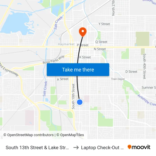 South 13th Street & Lake Street, NW to Laptop Check-Out Union map