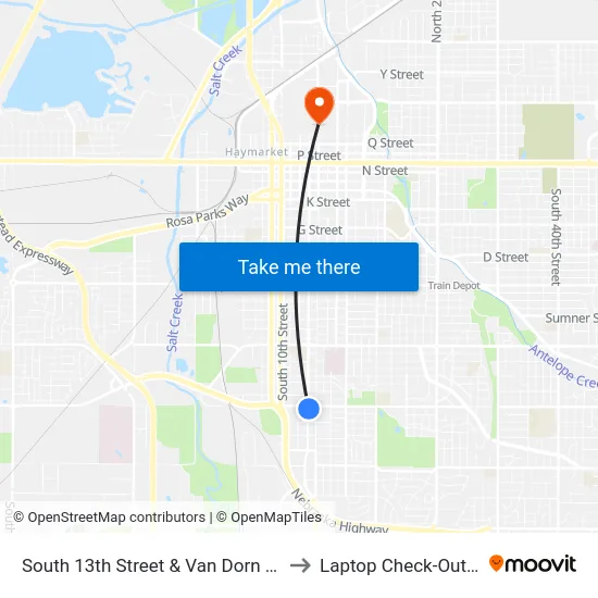South 13th Street & Van Dorn Street, Se to Laptop Check-Out Union map