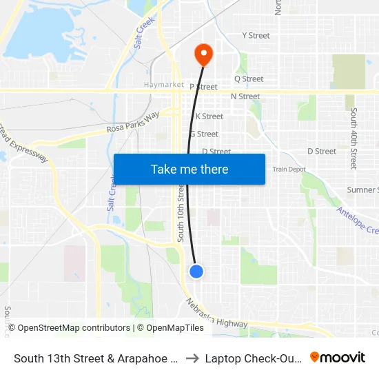 South 13th Street & Arapahoe Street, NW to Laptop Check-Out Union map