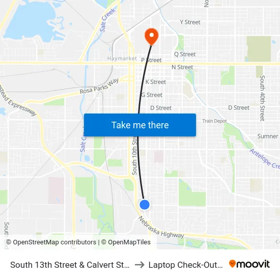 South 13th Street & Calvert Street, NW to Laptop Check-Out Union map