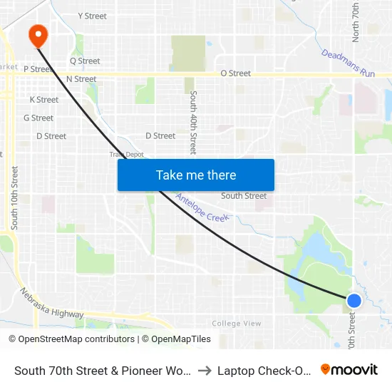 South 70th Street & Pioneer Woods Drive, Se to Laptop Check-Out Union map