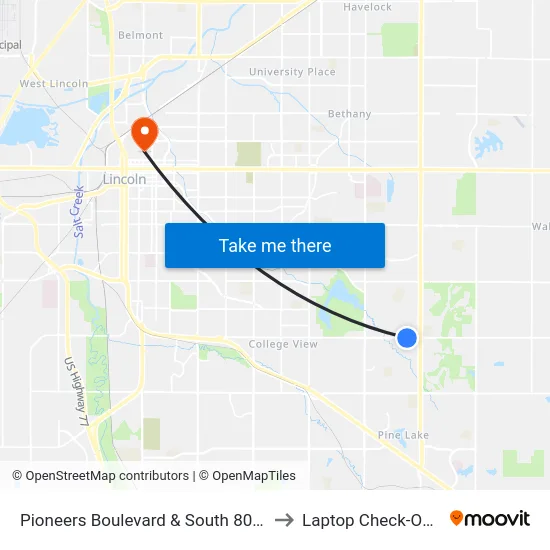 Pioneers Boulevard & South 80th Street, Se to Laptop Check-Out Union map