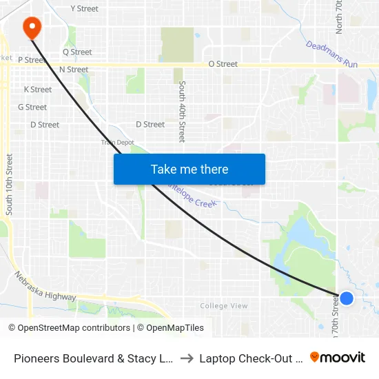 Pioneers Boulevard & Stacy Lane, SW to Laptop Check-Out Union map