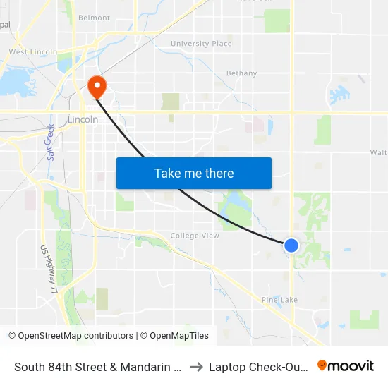 South 84th Street & Mandarin Circle, SW to Laptop Check-Out Union map