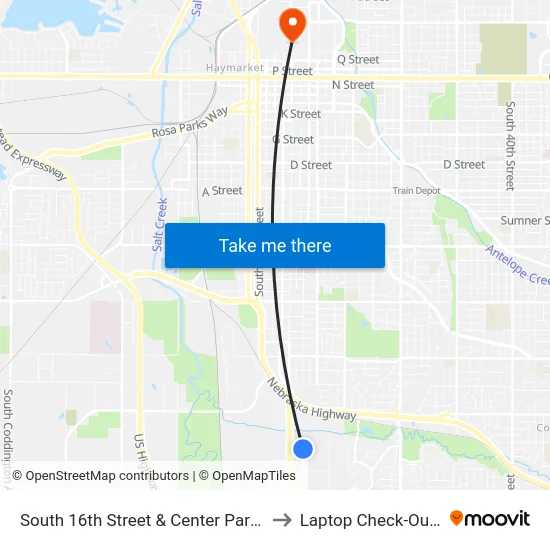 South 16th Street & Center Park Road, SW to Laptop Check-Out Union map