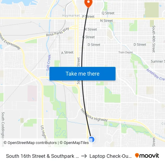 South 16th Street & Southpark Circle, NW to Laptop Check-Out Union map