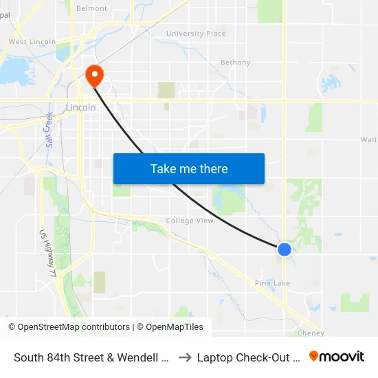 South 84th Street & Wendell Way, Se to Laptop Check-Out Union map