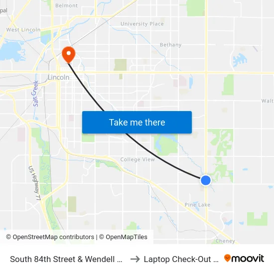 South 84th Street & Wendell Way, SW to Laptop Check-Out Union map