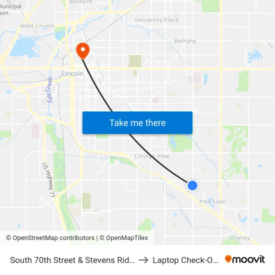South 70th Street & Stevens Ridge Road, NW to Laptop Check-Out Union map
