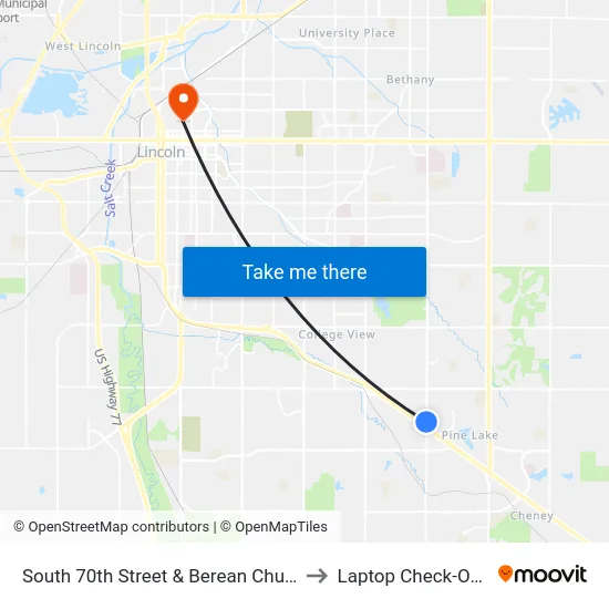 South 70th Street & Berean Church Entrance to Laptop Check-Out Union map