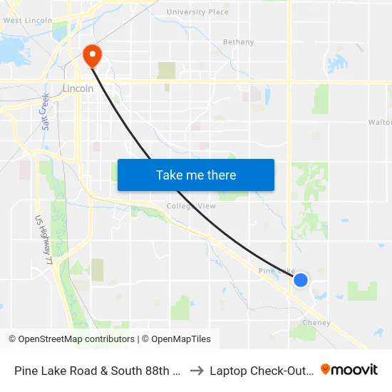 Pine Lake Road & South 88th Street, NE to Laptop Check-Out Union map