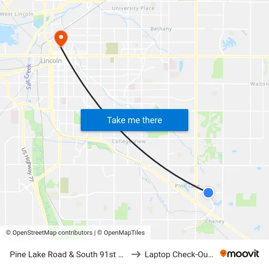 Pine Lake Road & South 91st Street, NW to Laptop Check-Out Union map