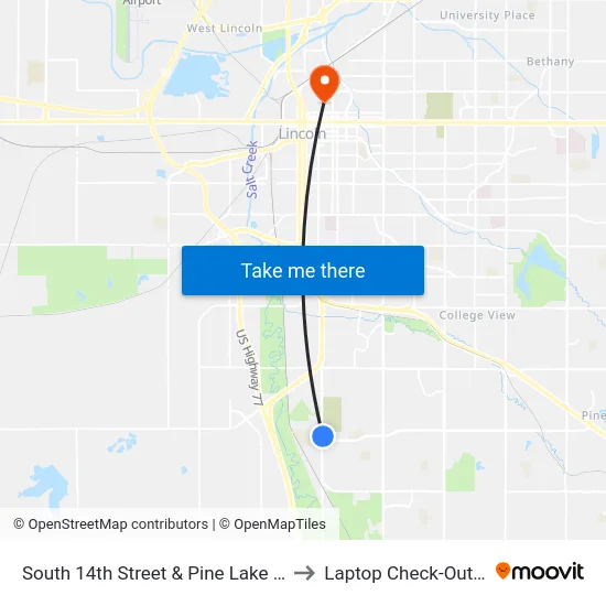 South 14th Street & Pine Lake Road, NE to Laptop Check-Out Union map